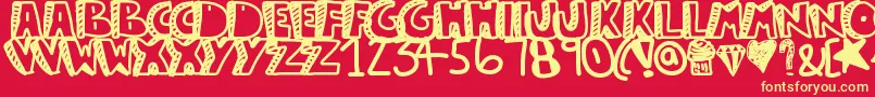 Guestservice Font – Yellow Fonts on Red Background