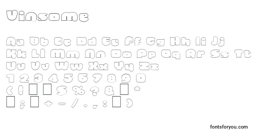 Czcionka Vinsome – alfabet, cyfry, specjalne znaki