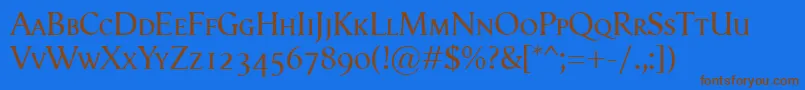 VegaAntikvaSmallcaps Font – Brown Fonts on Blue Background