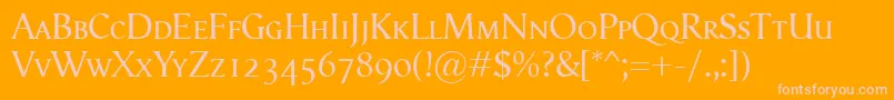 VegaAntikvaSmallcaps-Schriftart – Rosa Schriften auf orangefarbenem Hintergrund