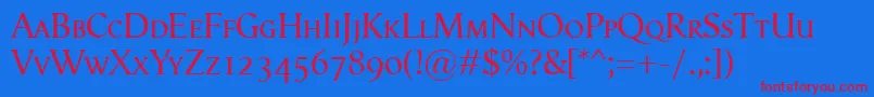 VegaAntikvaSmallcaps Font – Red Fonts on Blue Background