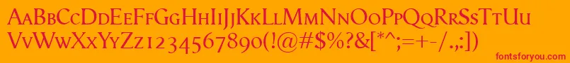 VegaAntikvaSmallcaps Font – Red Fonts on Orange Background
