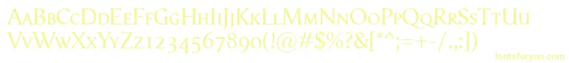 VegaAntikvaSmallcaps-fontti – keltaiset fontit valkoisella taustalla