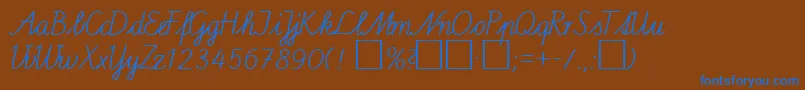 SasDb-Schriftart – Blaue Schriften auf braunem Hintergrund