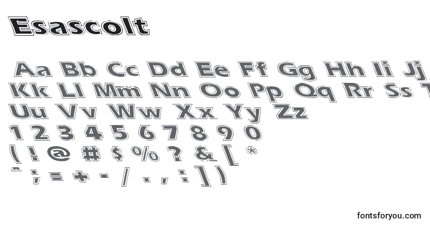 A fonte Esascolt – alfabeto, números, caracteres especiais