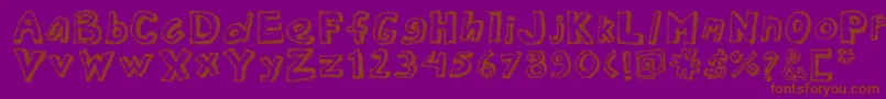 Fonte Dottednewspaper – fontes marrons em um fundo roxo