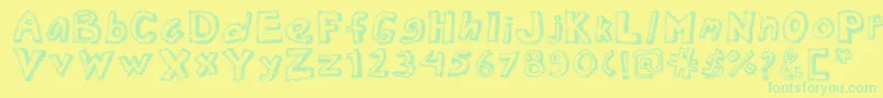 Dottednewspaper-Schriftart – Grüne Schriften auf gelbem Hintergrund