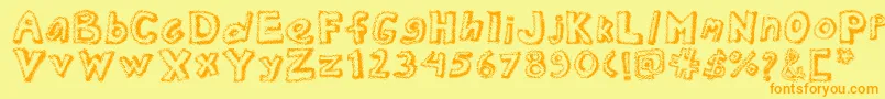 Dottednewspaper-Schriftart – Orangefarbene Schriften auf gelbem Hintergrund