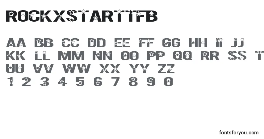 Schriftart RockXStartTfb – Alphabet, Zahlen, spezielle Symbole