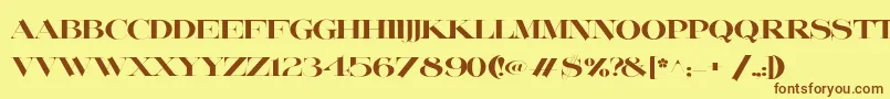 フォントLafitte – 茶色の文字が黄色の背景にあります。