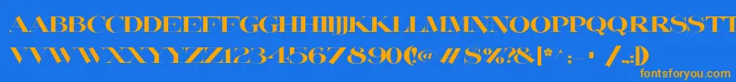 フォントLafitte – オレンジ色の文字が青い背景にあります。