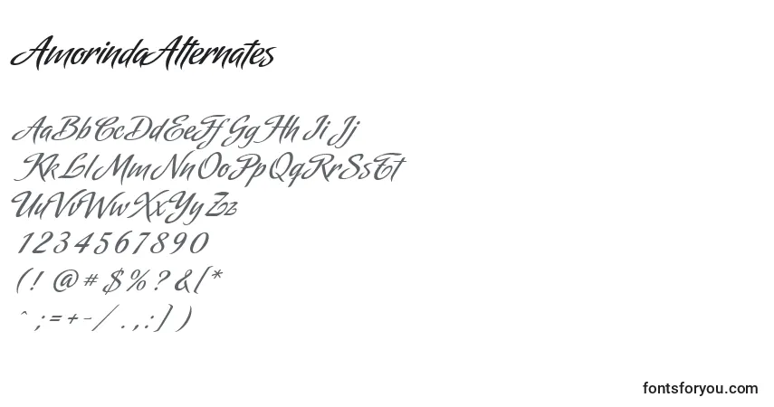 Schriftart AmorindaAlternates – Alphabet, Zahlen, spezielle Symbole