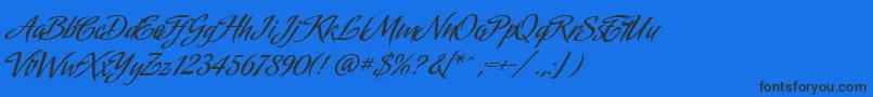 AmorindaAlternates Font – Black Fonts on Blue Background