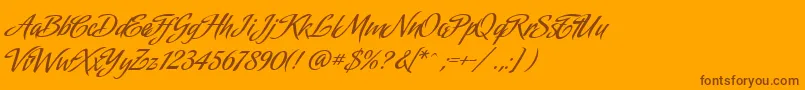 フォントAmorindaAlternates – オレンジの背景に茶色のフォント