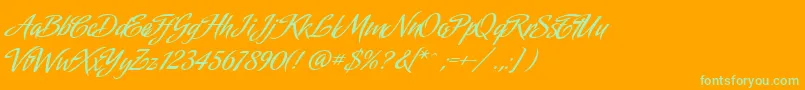 AmorindaAlternates-Schriftart – Grüne Schriften auf orangefarbenem Hintergrund