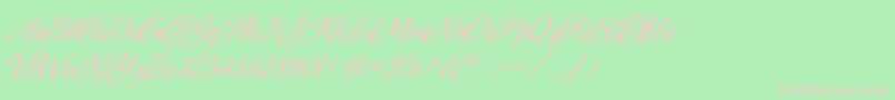 AmorindaAlternates-Schriftart – Rosa Schriften auf grünem Hintergrund