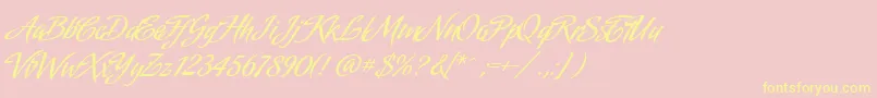 AmorindaAlternates Font – Yellow Fonts on Pink Background