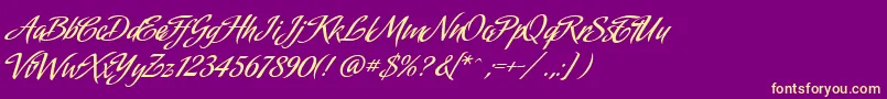 AmorindaAlternates-Schriftart – Gelbe Schriften auf violettem Hintergrund