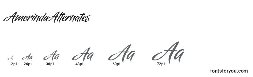 AmorindaAlternates Font Sizes