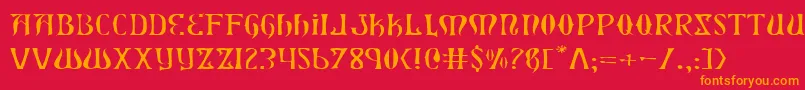 フォントXiphosExpandedLight – 赤い背景にオレンジの文字