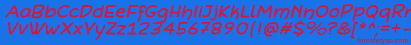 DefonartsItalic Font – Red Fonts on Blue Background