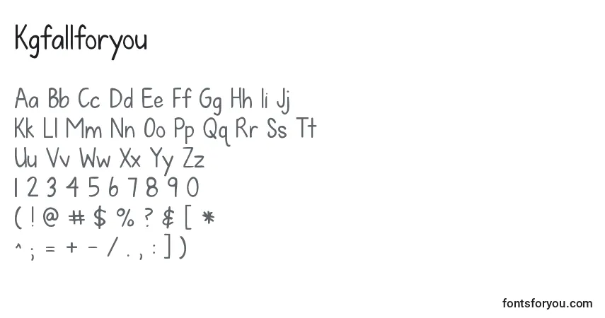 Schriftart Kgfallforyou – Alphabet, Zahlen, spezielle Symbole