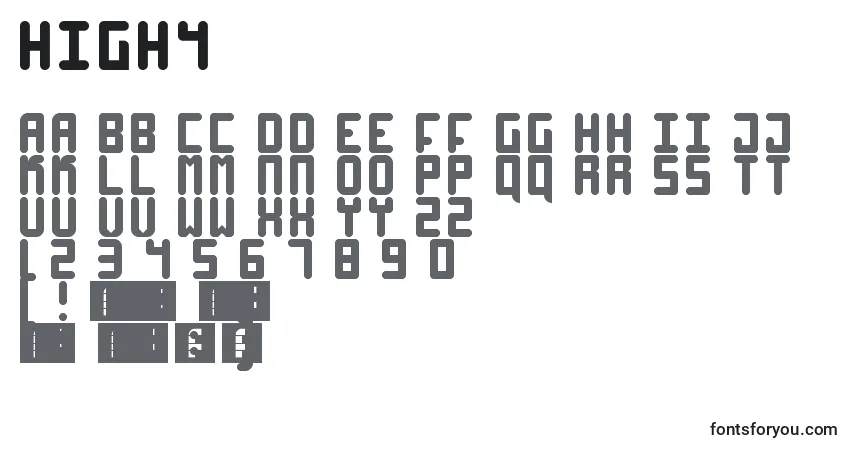A fonte High4 – alfabeto, números, caracteres especiais