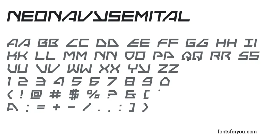 A fonte Neonavysemital – alfabeto, números, caracteres especiais