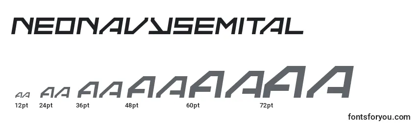 Размеры шрифта Neonavysemital