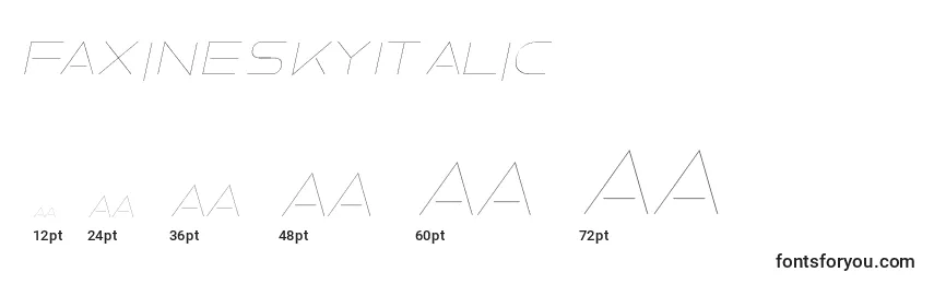 Размеры шрифта FaxineSkyItalic