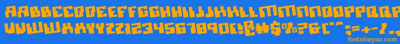 MicronianRotate-Schriftart – Orangefarbene Schriften auf blauem Hintergrund
