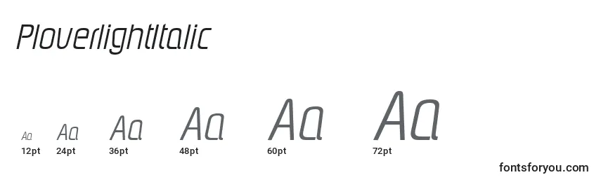 PloverlightItalic Font Sizes