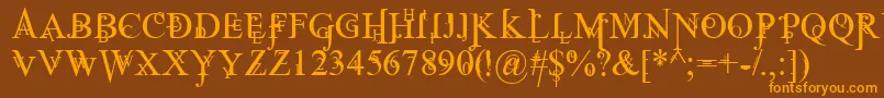 JeanSplice-Schriftart – Orangefarbene Schriften auf braunem Hintergrund