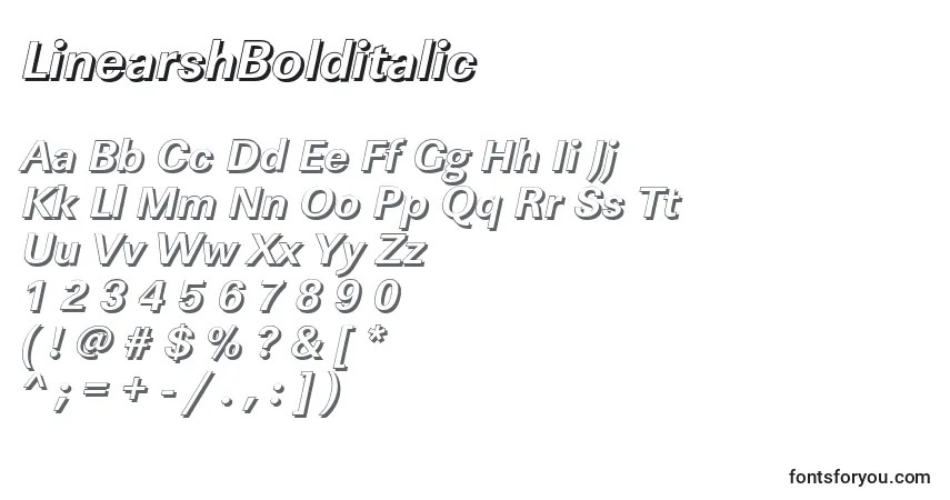 Шрифт LinearshBolditalic – алфавит, цифры, специальные символы