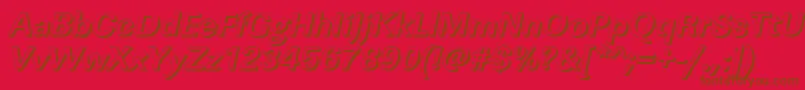 LinearshBolditalic-Schriftart – Braune Schriften auf rotem Hintergrund