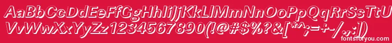 LinearshBolditalic-Schriftart – Weiße Schriften auf rotem Hintergrund