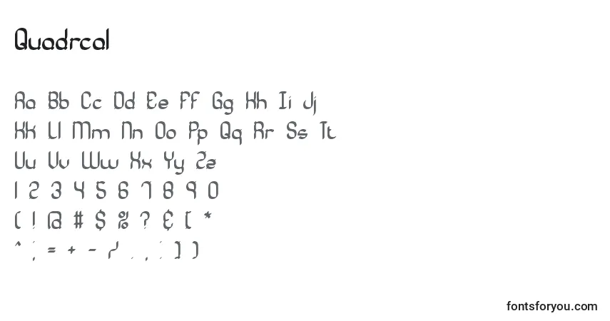 Czcionka Quadrcal – alfabet, cyfry, specjalne znaki