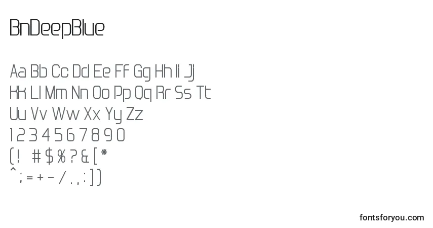 Schriftart BnDeepBlue – Alphabet, Zahlen, spezielle Symbole