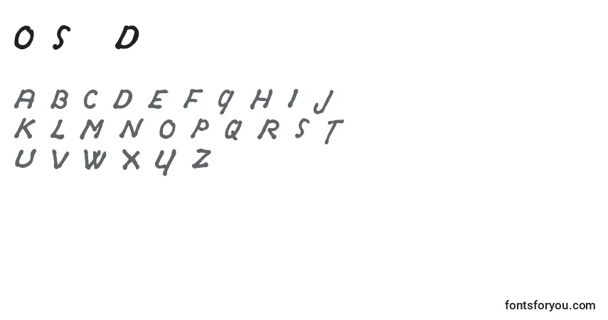 A fonte OldSydneyDemo – alfabeto, números, caracteres especiais