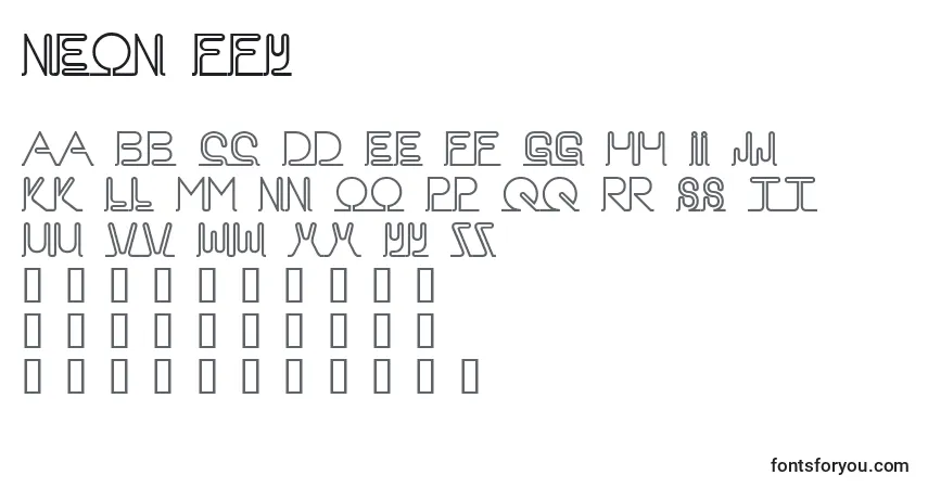 A fonte Neon ffy – alfabeto, números, caracteres especiais