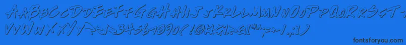 Writev2o-Schriftart – Schwarze Schriften auf blauem Hintergrund