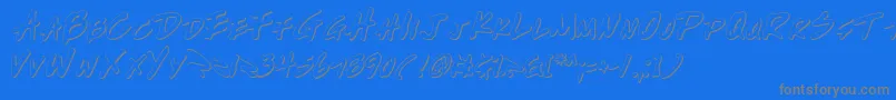 Writev2o-Schriftart – Graue Schriften auf blauem Hintergrund