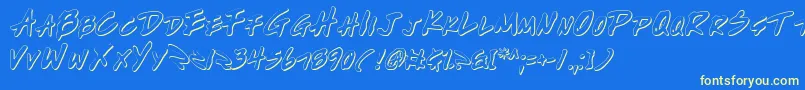 Writev2o Font – Yellow Fonts on Blue Background