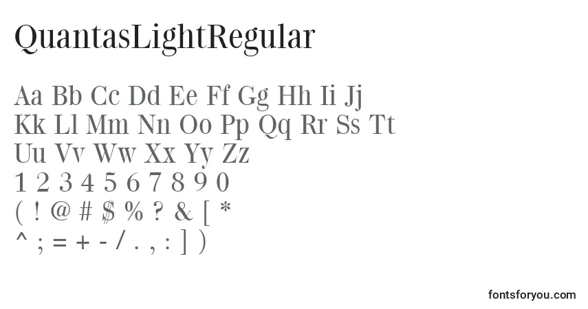 Schriftart QuantasLightRegular – Alphabet, Zahlen, spezielle Symbole