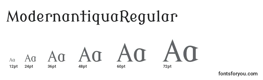 Размеры шрифта ModernantiquaRegular