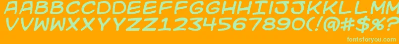 Kidkosmici Font – Green Fonts on Orange Background