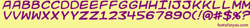 Kidkosmici Font – Purple Fonts on Yellow Background