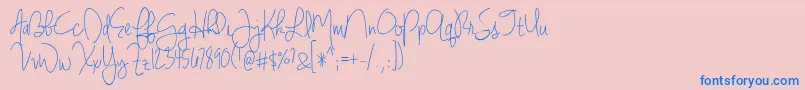 Fonte BmdJenniferLynne – fontes azuis em um fundo rosa