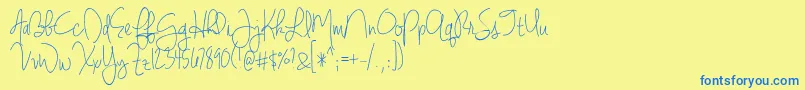 More about BmdJenniferLynne Font BmdJenniferLynne Font – Blue Fonts on Yellow Background