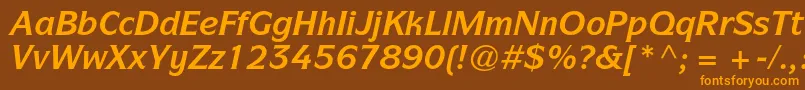 ItcsymbolstdBolditalic-Schriftart – Orangefarbene Schriften auf braunem Hintergrund